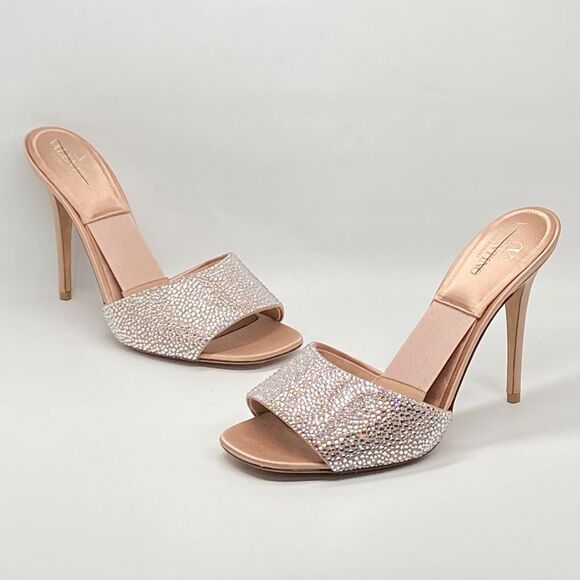 Valentino Garavani Private Crystal Satin Stiletto Mules size 38 - Picture 1 of 16
